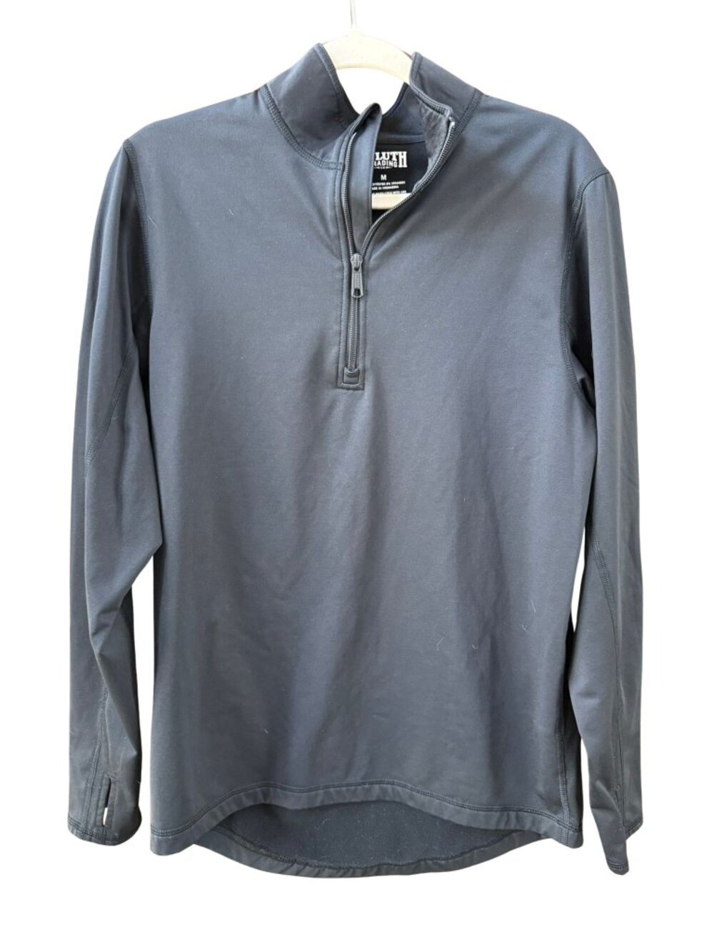 Duluth Trading Co Black Qrtr Zip Pullover Thumb Hole Athletic Stretch Top Women